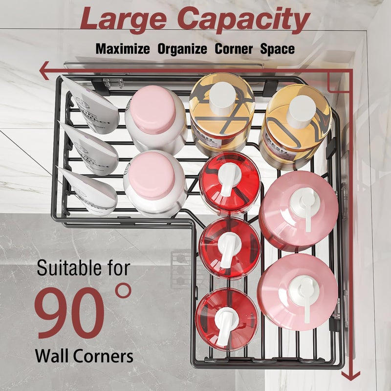Youvip Adhesive Corner Shower Caddy with Soap Holder - Rustproof, No Drilling Shelves Wall Mounted, Organizer for Bathroom, Kitchen & Home Decor. Black, 4-Pack - Image 5